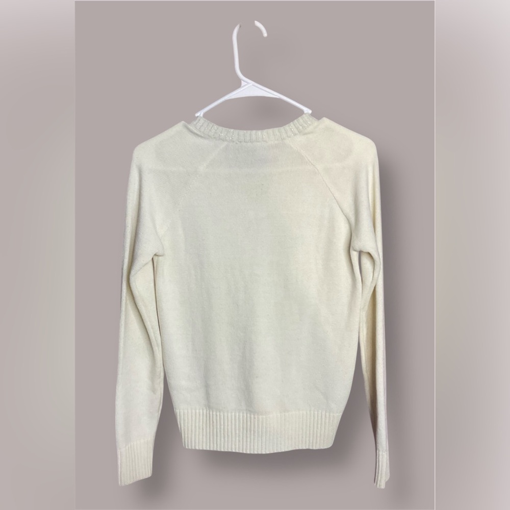 Vtg Cream V-Neck Reebok Sweater - Picture 2 of 4